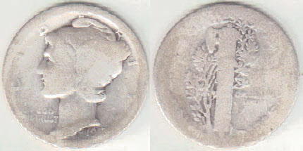 1917 USA silver 10 Cents (Dime) A001442